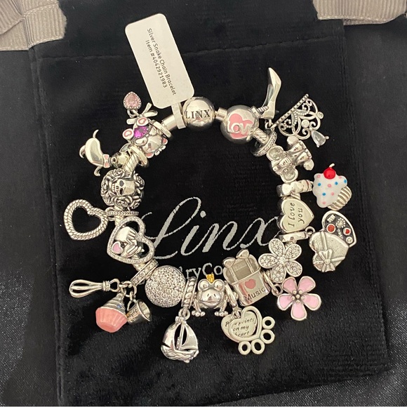 Linx Snake Chain Bracelet with Silver Charms 925 sterling silver